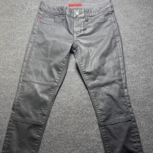 Articles of Society Skinny Jeans Coated Biker Quilted Gray Womens 26